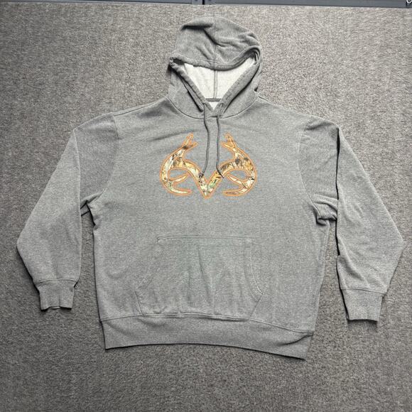 Realtree Hoodie Sweatshirt Mens XL Gray Camo Pullover Kangaroo Pocket - Picture 1 of 5